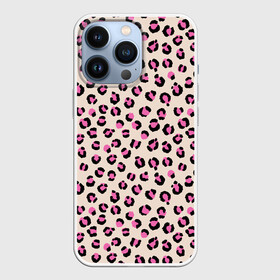 Чехол для iPhone 13 Pro с принтом Леопардовый принт розовый в Тюмени,  |  | Тематика изображения на принте: бежевый | леопард | леопардовый принт | молочный цвет | пятнистый | розовый