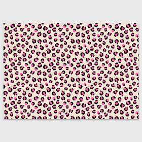 Поздравительная открытка с принтом Леопардовый принт розовый в Тюмени, 100% бумага | плотность бумаги 280 г/м2, матовая, на обратной стороне линовка и место для марки
 | Тематика изображения на принте: бежевый | леопард | леопардовый принт | молочный цвет | пятнистый | розовый