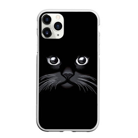 Чехол для iPhone 11 Pro Max матовый с принтом Кот Журбей в Тюмени, Силикон |  | большие глаза | голова кота | милота. | мордочка | настроение | позитив | усики | черный