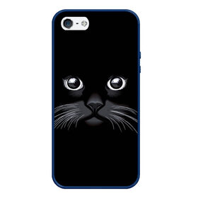 Чехол для iPhone 5/5S матовый с принтом Кот Журбей в Тюмени, Силикон | Область печати: задняя сторона чехла, без боковых панелей | большие глаза | голова кота | милота. | мордочка | настроение | позитив | усики | черный