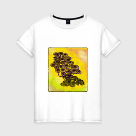 Женская футболка хлопок с принтом Психоделические грибы в Тюмени, 100% хлопок | прямой крой, круглый вырез горловины, длина до линии бедер, слегка спущенное плечо | воображение | галлюцинация | графика | графический | гриб | грибы | желтый | лес | природа | психоделика | фантазия | фиолетовый