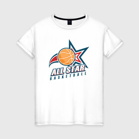 Женская футболка хлопок с принтом All star basketball в Тюмени, 100% хлопок | прямой крой, круглый вырез горловины, длина до линии бедер, слегка спущенное плечо | баскетбол | баскетбольные принты | звезда | спорт | спортивные принты
