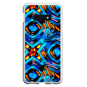 Чехол для Samsung S10E с принтом Желто-синий абстрактный узор  в Тюмени, Силикон | Область печати: задняя сторона чехла, без боковых панелей | Тематика изображения на принте: геометрический | желтый | модный | плетение | синий | современный | яркий синий