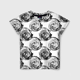 Детская футболка 3D с принтом Черно-белый абстрактный узор  в Тюмени, 100% гипоаллергенный полиэфир | прямой крой, круглый вырез горловины, длина до линии бедер, чуть спущенное плечо, ткань немного тянется | абстрактный | винтажный | детский | круги | молодежный | ретро | современный | спирали