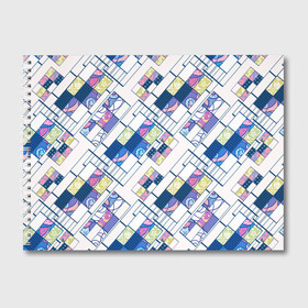 Альбом для рисования с принтом Этнический узор пэчворк  в Тюмени, 100% бумага
 | матовая бумага, плотность 200 мг. | абстрактный | белый и синий | геометрический | заплатки | популярный | современный | этнический