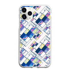 Чехол для iPhone 11 Pro Max матовый с принтом Этнический узор пэчворк  в Тюмени, Силикон |  | абстрактный | белый и синий | геометрический | заплатки | популярный | современный | этнический