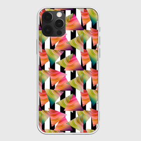 Чехол для iPhone 12 Pro с принтом Абстрактный полосатый узор  в Тюмени, силикон | область печати: задняя сторона чехла, без боковых панелей | абстрактный | геометрические фигуры | молодежный | полосатый | радужный | черные полосы