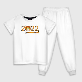 Детская пижама хлопок с принтом Год Тигра 2022 с мордочкой в Тюмени, 100% хлопок |  брюки и футболка прямого кроя, без карманов, на брюках мягкая резинка на поясе и по низу штанин
 | 2022 | дата | животное | полоски | символ | тигр | хвост