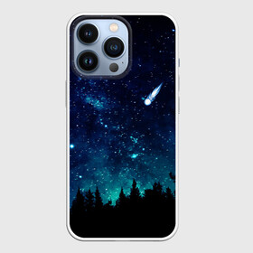 Чехол для iPhone 13 Pro с принтом ЛЕС НОЧЬЮ в Тюмени,  |  | вселенная | деревья | звёзды | комета | космос | лес | ночь