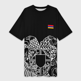 Платье-футболка 3D с принтом Герб Армении и флаг в Тюмени,  |  | армения | герб | лев и орел | лого | символ | флаг | флаг и герб армении
