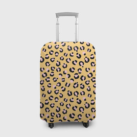 Чехол для чемодана 3D с принтом Желтый леопардовый принт в Тюмени, 86% полиэфир, 14% спандекс | двустороннее нанесение принта, прорези для ручек и колес | Тематика изображения на принте: желтый | леопардовый принт | паттерн | пятна | пятнистый | розовый | текстура