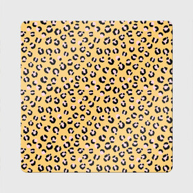 Магнит виниловый Квадрат с принтом Желтый леопардовый принт в Тюмени, полимерный материал с магнитным слоем | размер 9*9 см, закругленные углы | Тематика изображения на принте: желтый | леопардовый принт | паттерн | пятна | пятнистый | розовый | текстура