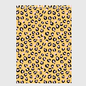 Скетчбук с принтом Желтый леопардовый принт в Тюмени, 100% бумага
 | 48 листов, плотность листов — 100 г/м2, плотность картонной обложки — 250 г/м2. Листы скреплены сверху удобной пружинной спиралью | желтый | леопардовый принт | паттерн | пятна | пятнистый | розовый | текстура