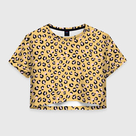 Женская футболка Crop-top 3D с принтом Желтый леопардовый принт в Тюмени, 100% полиэстер | круглая горловина, длина футболки до линии талии, рукава с отворотами | желтый | леопардовый принт | паттерн | пятна | пятнистый | розовый | текстура