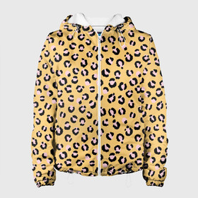 Женская куртка 3D с принтом Желтый леопардовый принт в Тюмени, ткань верха — 100% полиэстер, подклад — флис | прямой крой, подол и капюшон оформлены резинкой с фиксаторами, два кармана без застежек по бокам, один большой потайной карман на груди. Карман на груди застегивается на липучку | желтый | леопардовый принт | паттерн | пятна | пятнистый | розовый | текстура