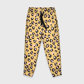Детские брюки 3D с принтом Желтый леопардовый принт в Тюмени, 100% полиэстер | манжеты по низу, эластичный пояс регулируется шнурком, по бокам два кармана без застежек, внутренняя часть кармана из мелкой сетки | желтый | леопардовый принт | паттерн | пятна | пятнистый | розовый | текстура
