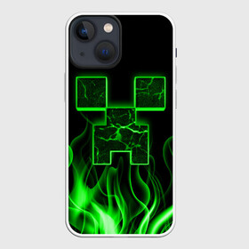 Чехол для iPhone 13 mini с принтом MINECRAFT TEXTURE FIRE в Тюмени,  |  | creeper | fire | game | minecraft | железо | игра | компьютерная | крипер | криппер | майн | майнкрафт | огонь | пламя | текстура
