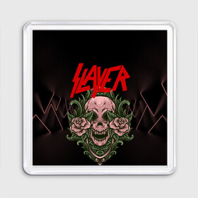 Магнит 55*55 с принтом SLAYER | УБИЙЦА (Z) в Тюмени, Пластик | Размер: 65*65 мм; Размер печати: 55*55 мм | Тематика изображения на принте: rock | slayer | грув метал | джеф ханнем | керри кинг | ню метал | рок | трэш метал