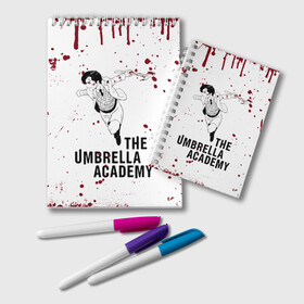 Блокнот с принтом Number 5 | The Umbrella Academy (Z) в Тюмени, 100% бумага | 48 листов, плотность листов — 60 г/м2, плотность картонной обложки — 250 г/м2. Листы скреплены удобной пружинной спиралью. Цвет линий — светло-серый
 | Тематика изображения на принте: 5 | dark horse comics | netflix | number 5 | the umbrella academy | umbrella | академия амбрелла | комикс | комильфо | номер 5 | реджинальд харгривз | харгривз | хэйзел