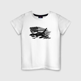 Детская футболка хлопок с принтом Самолет в Тюмени, 100% хлопок | круглый вырез горловины, полуприлегающий силуэт, длина до линии бедер | авиатор | авиация | американский флаг | армия сша | флаг сша | черно белый флаг