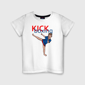 Детская футболка хлопок с принтом Кикбокс в Тюмени, 100% хлопок | круглый вырез горловины, полуприлегающий силуэт, длина до линии бедер | бокс | единоборства | кикбоксинг | спорт. | удар