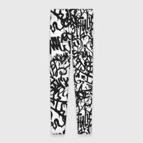 Леггинсы 3D с принтом Graffiti black on white в Тюмени, 80% полиэстер, 20% эластан | Эластичный пояс, зауженные к низу, низкая посадка | абстракция | граффити | надписи | надписи текстура | паттерн граффити | текстура | текстура граффити | шрифт