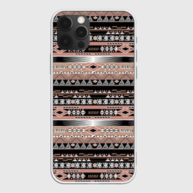 Чехол для iPhone 12 Pro с принтом Полосатый этнический орнамент  в Тюмени, силикон | область печати: задняя сторона чехла, без боковых панелей | абстрактный | геометрические фигуры | коричневый | полосатый узор | полосы | черный и коричневый | этнический