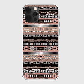 Чехол для iPhone 12 Pro Max с принтом Полосатый этнический орнамент  в Тюмени, Силикон |  | абстрактный | геометрические фигуры | коричневый | полосатый узор | полосы | черный и коричневый | этнический