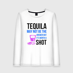 Женский лонгслив хлопок с принтом Tequila в Тюмени, 100% хлопок |  | shot | иллюстрация | лайм | рюмка | текила