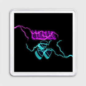 Магнит 55*55 с принтом STALKER LIGHTNING STRIKE в Тюмени, Пластик | Размер: 65*65 мм; Размер печати: 55*55 мм | game | neon | stalker | stalker 2 | зона | игра | молния | неон | радиация | сталкер | сталкер 2 | чернобыль