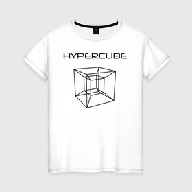 Женская футболка хлопок с принтом Гиперкуб в Тюмени, 100% хлопок | прямой крой, круглый вырез горловины, длина до линии бедер, слегка спущенное плечо | геометрия | гиперкуб | математика | студенты | фигуры