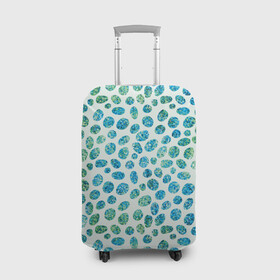 Чехол для чемодана 3D с принтом Драгоценные зеленые камешки в Тюмени, 86% полиэфир, 14% спандекс | двустороннее нанесение принта, прорези для ручек и колес | абстракция | блестящие | драгоценные камни | зеленый | изумрудный | пятна
