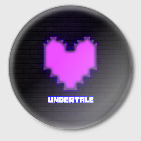 Значок с принтом UNDERTALE PURPLE HEART в Тюмени,  металл | круглая форма, металлическая застежка в виде булавки | sans | undertale | андертале | андертейл | игра | подземная история | подземная сказка | санс | сердце | ундертале