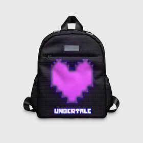 Детский рюкзак 3D с принтом UNDERTALE PURPLE HEART в Тюмени, 100% полиэстер | лямки с регулируемой длиной, сверху петелька, чтобы рюкзак можно было повесить на вешалку. Основное отделение закрывается на молнию, как и внешний карман. Внутри дополнительный карман. По бокам два дополнительных кармашка | Тематика изображения на принте: sans | undertale | андертале | андертейл | игра | подземная история | подземная сказка | санс | сердце | ундертале