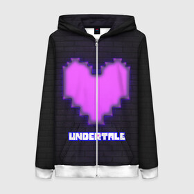 Женская толстовка 3D на молнии с принтом UNDERTALE PURPLE HEART в Тюмени, 100% полиэстер | длина до линии бедра, манжеты и пояс оформлены мягкой тканевой резинкой, двухслойный капюшон со шнурком для регулировки, спереди молния, по бокам два кармана | Тематика изображения на принте: sans | undertale | андертале | андертейл | игра | подземная история | подземная сказка | санс | сердце | ундертале