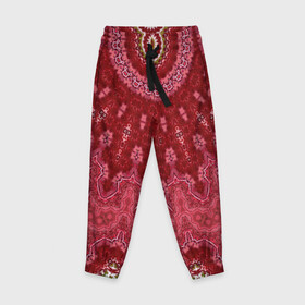 Детские брюки 3D с принтом Красно-розовый калейдоскоп  в Тюмени, 100% полиэстер | манжеты по низу, эластичный пояс регулируется шнурком, по бокам два кармана без застежек, внутренняя часть кармана из мелкой сетки | восточный | калейдоскоп | красный | красный калейдоскоп | круглый орнамент | орнамент | этнический