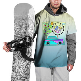 Накидка на куртку 3D с принтом Яркая аппликация для мальчика  в Тюмени, 100% полиэстер |  | автомобиль | аппликация | деревья | детский | для мальчика | иллюстрация | малышам | машина | часы
