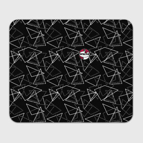 Коврик для мышки прямоугольный с принтом Черно-белый геометрический  в Тюмени, натуральный каучук | размер 230 х 185 мм; запечатка лицевой стороны | абстрактный | аппликация | геометрический | модный | треугольники | футбол | футбольный клуб | черно белый | черный фон