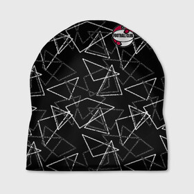 Шапка 3D с принтом Черно-белый геометрический  в Тюмени, 100% полиэстер | универсальный размер, печать по всей поверхности изделия | абстрактный | аппликация | геометрический | модный | треугольники | футбол | футбольный клуб | черно белый | черный фон