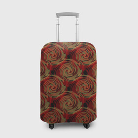 Чехол для чемодана 3D с принтом Красно-оливковый ретро  в Тюмени, 86% полиэфир, 14% спандекс | двустороннее нанесение принта, прорези для ручек и колес | абстрактный | детский | кольца | коричневый | красный | круги | модный | молодежный | оливковый | ретро