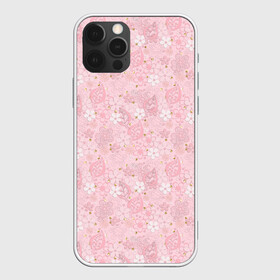 Чехол для iPhone 12 Pro Max с принтом Нежно розовые цветы с блеском в Тюмени, Силикон |  | блеск | блестки | детский | золото | малышам | нежно розовый | розовые цветы | розовый и золотой