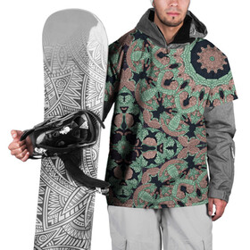 Накидка на куртку 3D с принтом зелено-бежевый калейдоскоп  в Тюмени, 100% полиэстер |  | Тематика изображения на принте: абстрактный | в горошек | восточный | калейдоскоп | коричневый и зеленый | модный | фисташковый | этнический