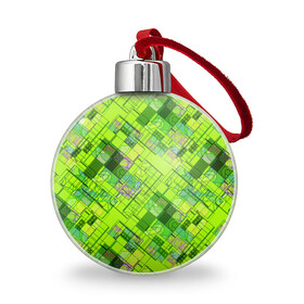 Ёлочный шар с принтом Ярко-зеленый абстрактный узор в Тюмени, Пластик | Диаметр: 77 мм | абстрактный | геометрический | детский | зеленый неоновый | креативный | модный | молодежный | неоновый | яркий зеленый