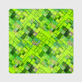 Магнит виниловый Квадрат с принтом Ярко-зеленый абстрактный узор в Тюмени, полимерный материал с магнитным слоем | размер 9*9 см, закругленные углы | абстрактный | геометрический | детский | зеленый неоновый | креативный | модный | молодежный | неоновый | яркий зеленый