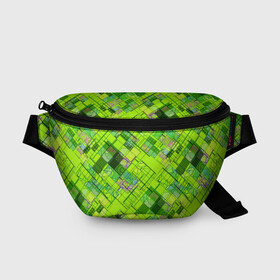 Поясная сумка 3D с принтом Ярко-зеленый абстрактный узор в Тюмени, 100% полиэстер | плотная ткань, ремень с регулируемой длиной, внутри несколько карманов для мелочей, основное отделение и карман с обратной стороны сумки застегиваются на молнию | абстрактный | геометрический | детский | зеленый неоновый | креативный | модный | молодежный | неоновый | яркий зеленый