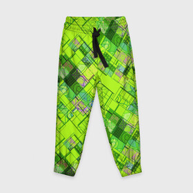 Детские брюки 3D с принтом Ярко-зеленый абстрактный узор в Тюмени, 100% полиэстер | манжеты по низу, эластичный пояс регулируется шнурком, по бокам два кармана без застежек, внутренняя часть кармана из мелкой сетки | Тематика изображения на принте: абстрактный | геометрический | детский | зеленый неоновый | креативный | модный | молодежный | неоновый | яркий зеленый
