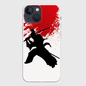 Чехол для iPhone 13 mini с принтом УДАР НИНДЗЯ в Тюмени,  |  | blood | japan | ninja | samurai | брызги | катана | кимоно | костюм | кровь | меч | ниндзя | рана | самурай | япония