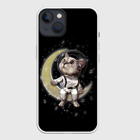 Чехол для iPhone 13 с принтом КОТИК НА ЛУНЕ в Тюмени,  |  | astronawt | cat | dark | music | night | space | stars | астронавт | животные | звезды | звери | космонавт | космос | кот | котик | музыка | ночь | плеер | скафандр