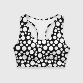 Женский спортивный топ 3D с принтом Черно-белый горох в Тюмени, 82% полиэстер, 18% спандекс Ткань безопасна для здоровья, позволяет коже дышать, не мнется и не растягивается |  | в горошек | горох | детский | женский | модный | ретро | черно белый
