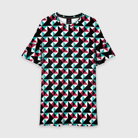 Детское платье 3D с принтом Красно-черный абстрактный узор в Тюмени, 100% полиэстер | прямой силуэт, чуть расширенный к низу. Круглая горловина, на рукавах — воланы | абстрактный | геометрические фигуры | модный | молодежный | ртеугольники | современный